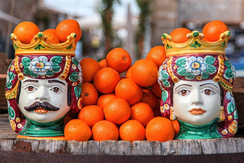 Teste di moro, filled with Sicilian oranges
